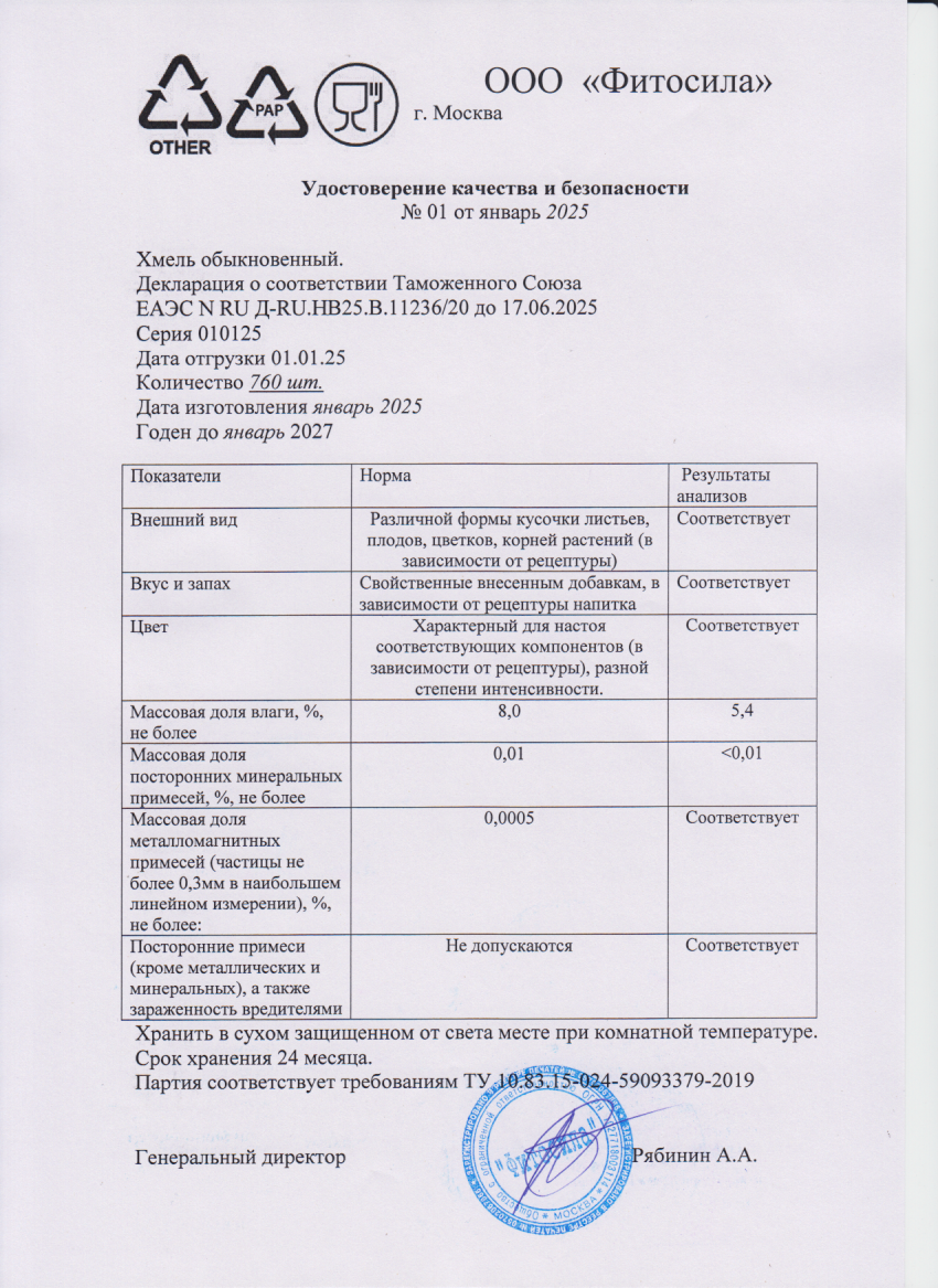 Паспорт №010125